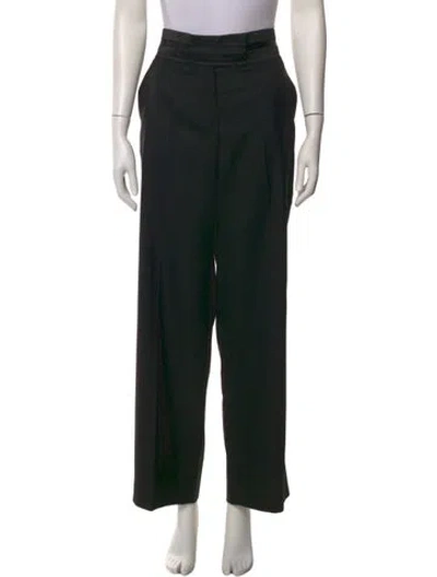 Pre-owned Marina Moscone Virgin Wool Wide Leg Pants In Black