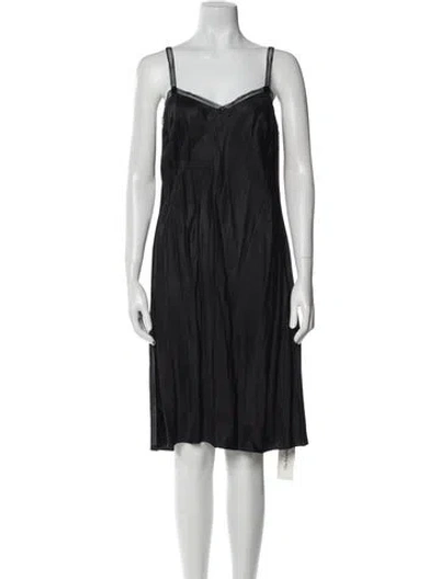 Pre-owned Marina Moscone V-neck Knee-length Dress In Black