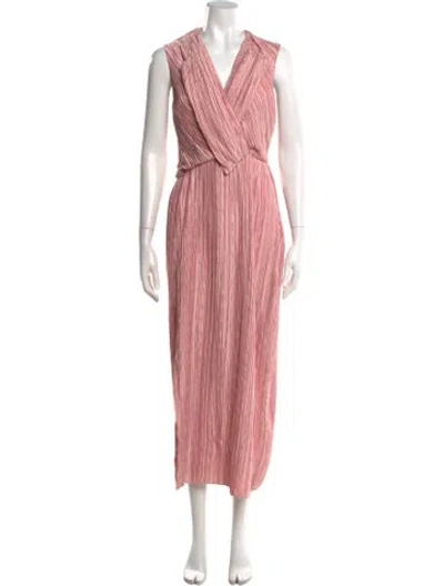Pre-owned Marina Moscone V-neck Long Dress In Pink
