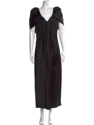 Pre-owned Marina Moscone V-neck Long Dress W/ Tags In Black