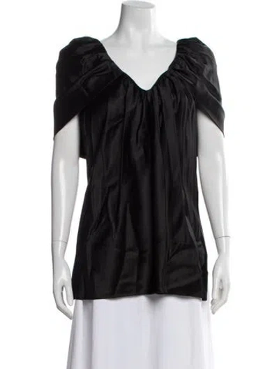 Pre-owned Marina Moscone V-neck Long Dress W/ Tags In Black