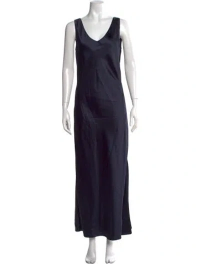 Pre-owned Marina Moscone V-neck Long Dress W/ Tags In Blue