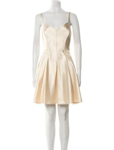 Pre-owned Marina Moscone V-neck Mini Dress W/ Tags In Neutral