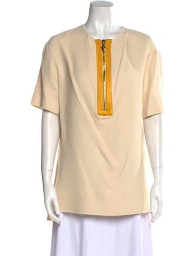 Pre-owned Marina Moscone V-neck Short Sleeve Tunic W/ Tags In Neutral