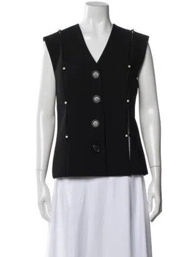Pre-owned Marina Moscone V-neck Sleeveless Top In Black