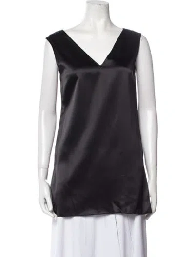 Pre-owned Marina Moscone V-neck Sleeveless Tunic In Black
