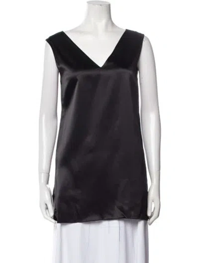 Pre-owned Marina Moscone V-neck Sleeveless Tunic In Black