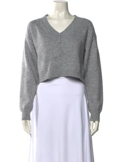 Pre-owned Marina Moscone V-neck Sweater In Gray