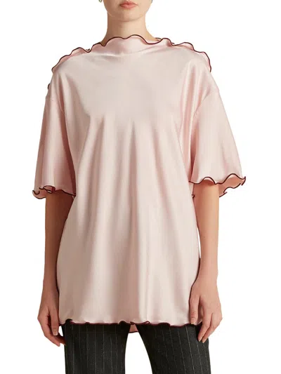 Marina Moscone Women's Cady T-shirt With Scalloped Edge In Pink