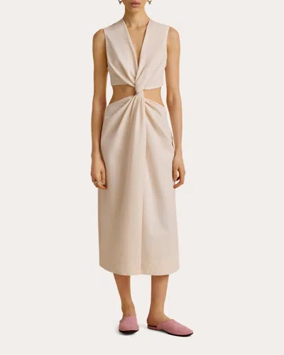 Marina Moscone Women's Cotton Faille Cutout Twist Midi Dress In Multi