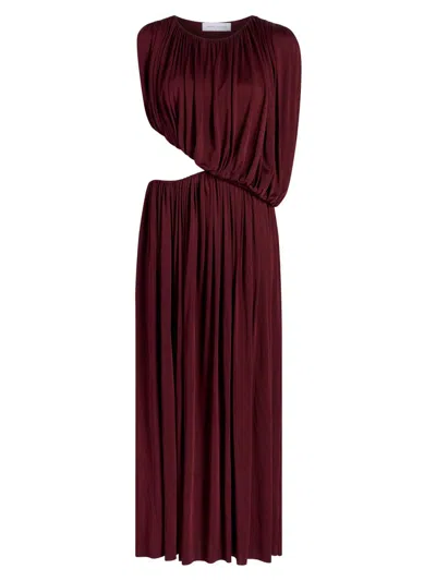 Marina Moscone Women's Draped Jersey Dress In Burgundy