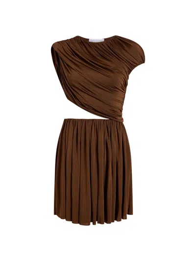 Marina Moscone Women's Draped Jersey Mini Dress In Brown