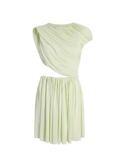 Marina Moscone Mini Gathered Draped Dress In Green