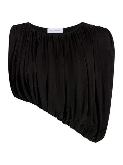 Marina Moscone Women's Draped Jersey Top In Black