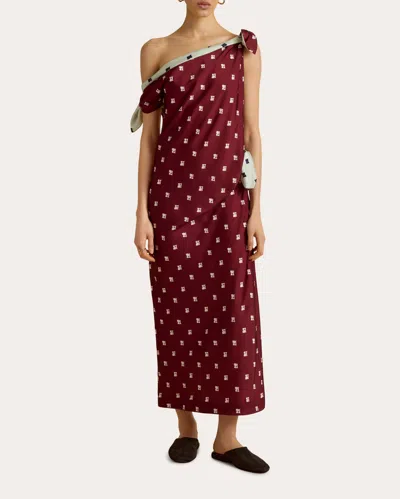 Marina Moscone Women's Floral Satin Twill Tied Asymmetric Maxi Dress Polyester In Multi