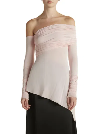 Marina Moscone Women's Jersey One-shoulder Draped Top In Pink