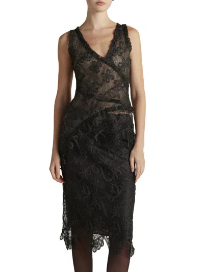 Marina Moscone Women's Lace Patchwork Top In Black