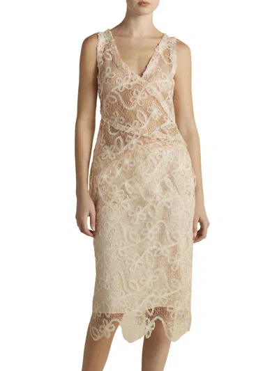 Marina Moscone Women's Lace Patchwork Top In Sand