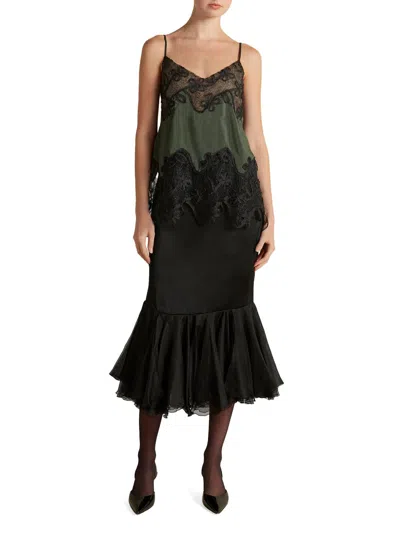 Marina Moscone Women's Pinstripe Camisole With Lace Inlay