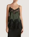 Marina Moscone Women's Pinstripe Lace Inlay Camisole Top In Green