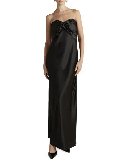 Marina Moscone Women's Satin Draped Bustier Dress In Black