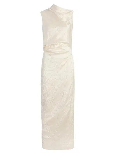 Marina Moscone Women's Satin Jacquard Column Dress In Neutral
