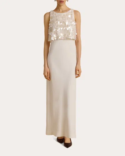 Marina Moscone Women's Sequin Paillette Crepe Bias Column Dress In Gray