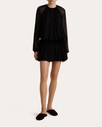 Marina Moscone Women's Silk Chiffon Gathered Long-sleeve Blouse In Multi