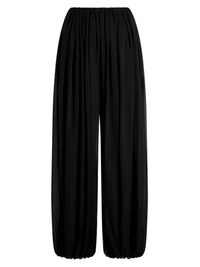 Marina Moscone Women's Silk Gathered Cocoon Pants In Black