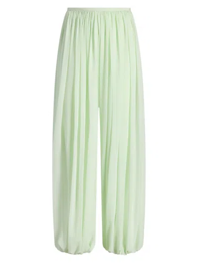 Marina Moscone Women's Silk Gathered Cocoon Pants In Green
