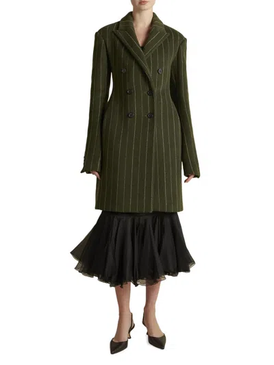 Marina Moscone Women's Wool Basque Tailored Overcoat