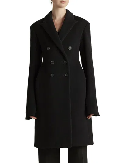 Marina Moscone Women's Wool Basque Tailored Overcoat In Black