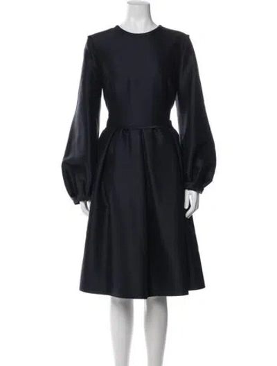 Pre-owned Marina Moscone Wool Knee-length Dress In Blue