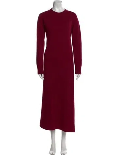Pre-owned Marina Moscone Wool Long Dress In Burgundy
