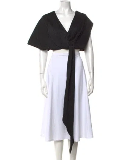 Pre-owned Marina Moscone Wool V-neck Top In Black