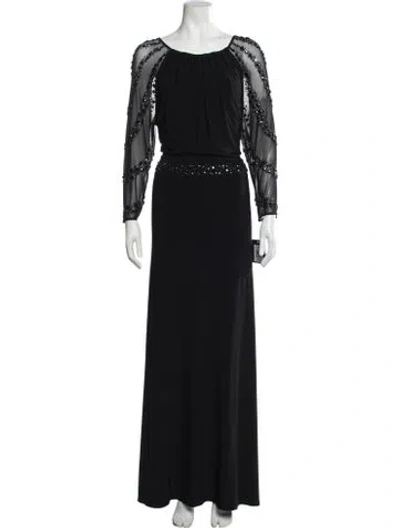 Pre-owned Marina Nylon Long Dress W/ Tags In Black