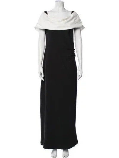 Pre-owned Marina Off-the-shoulder Long Dress In Black