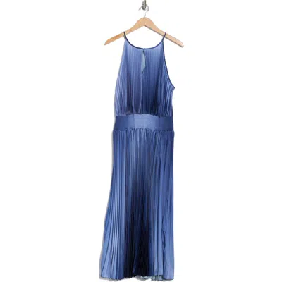Marina Ombré Halter Neck Pleated Midi Dress