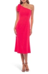 Marina One-shoulder Bow Crepe Midi Dress In Coral