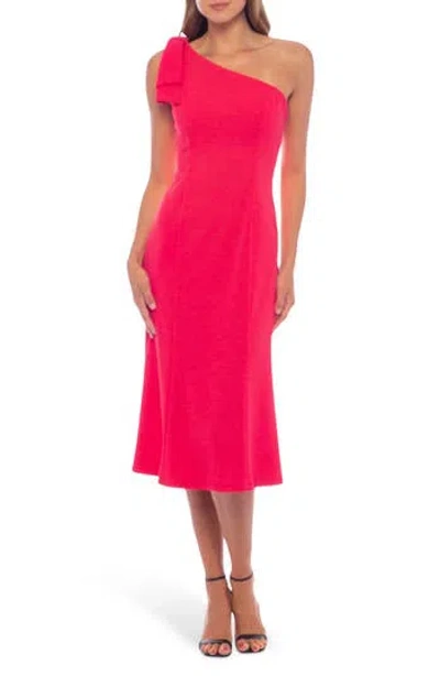 Marina One-shoulder Bow Crepe Midi Dress In Coral