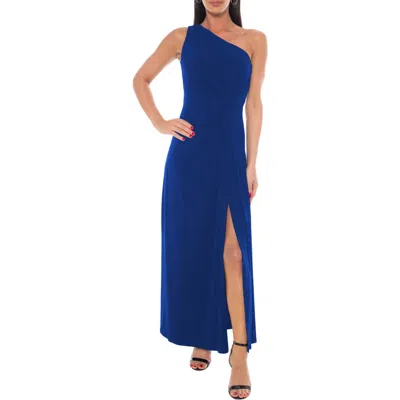 MARINA MARINA ONE-SHOULDER FRONT TWIST A-LINE GOWN