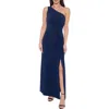Marina One-shoulder Front Twist A-line Gown In Navy