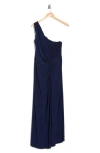 Marina One-shoulder Jersey Maxi Dress In Blue