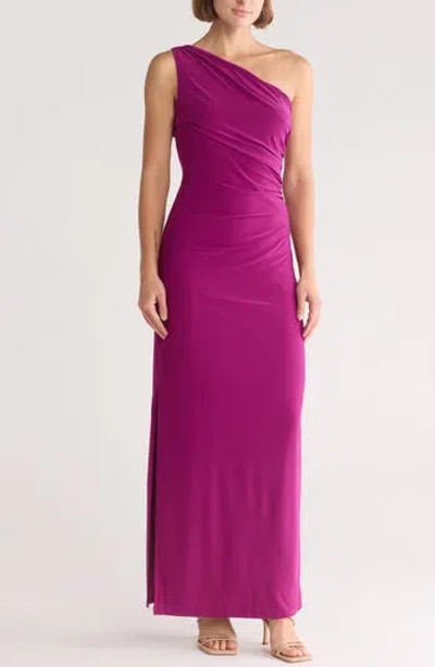 Marina One-shoulder Jersey Maxi Dress In Magenta