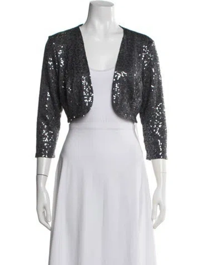 Pre-owned Marina Patterned Bolero In Grey
