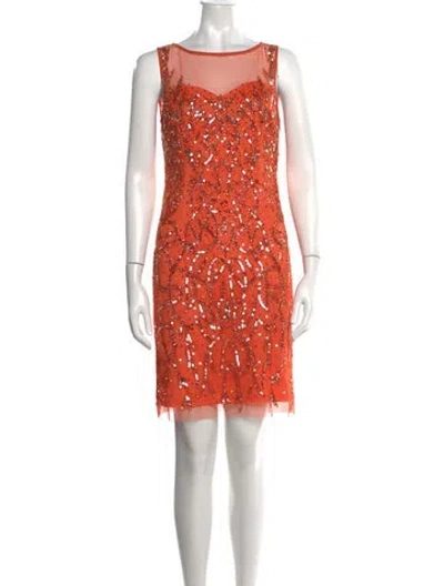 Pre-owned Marina Patterned Mini Dress In Orange