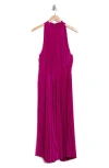 Marina Pleated High Neck Dress In Fuchsia