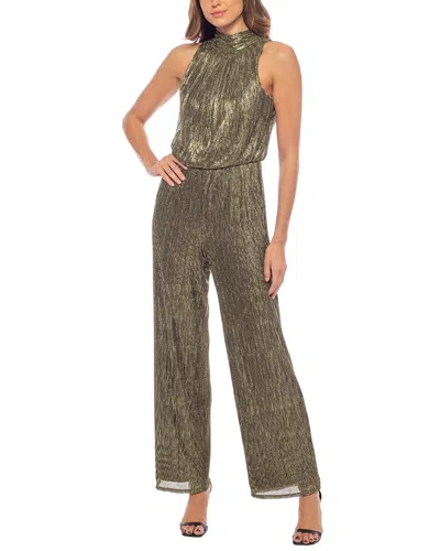 Marina Pleated Jumpsuit In Gold Black