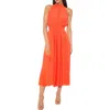 Marina Pleated Midi Dress In Orange