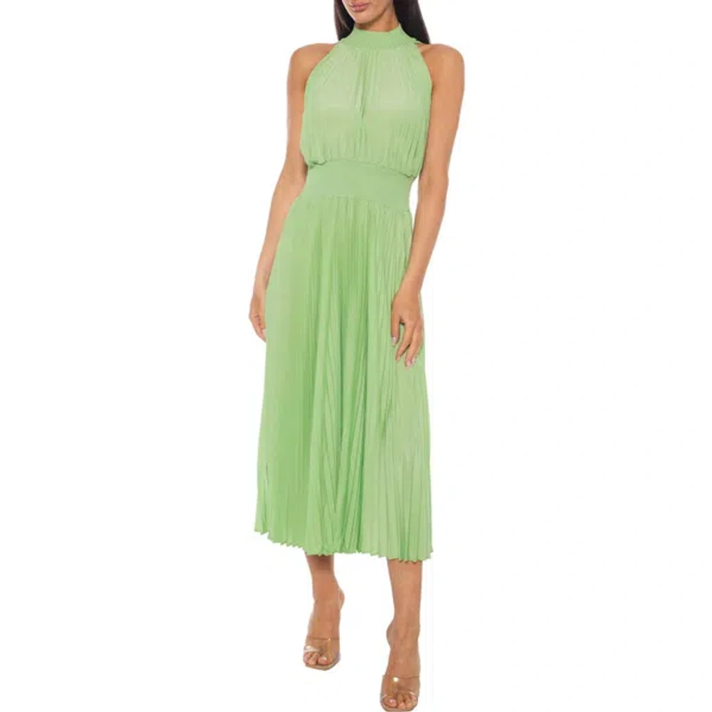 marina pleated midi dress Marina Pleated Midi Dress In Sage